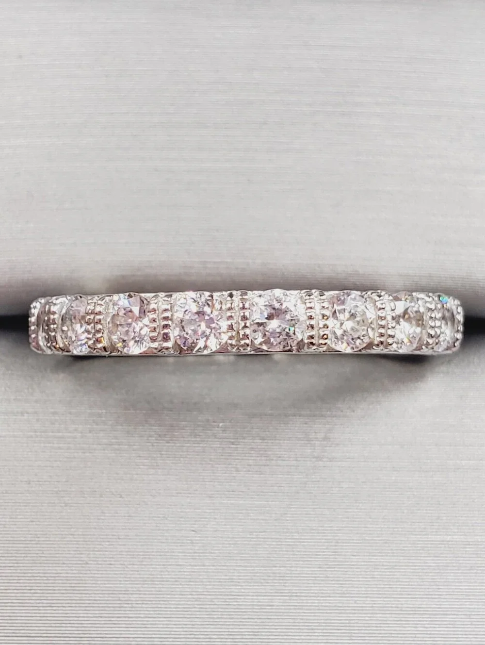 925 Sterling Silver Clear Cz Pave Eternity Band Ring
